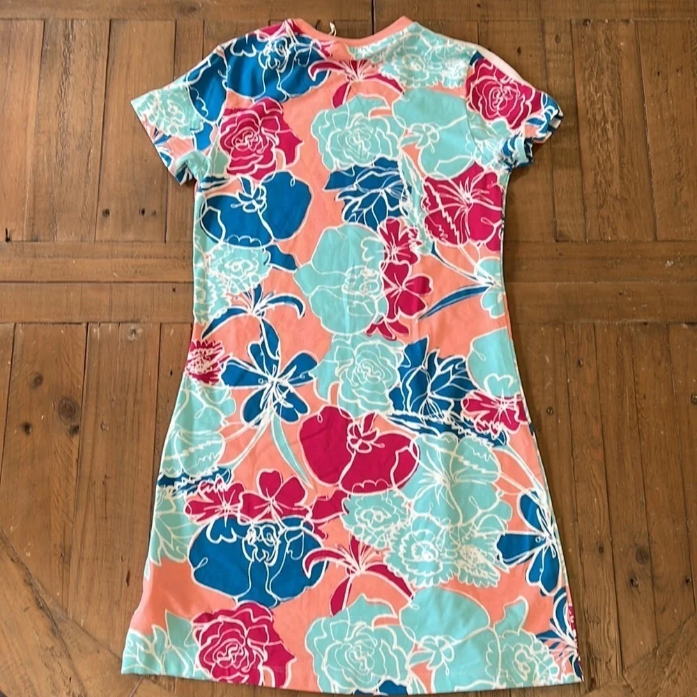 Adidas tee shirt dress pink flowers